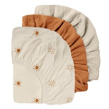 Gllquen Baby Muslin Mini Crib Sheets 3 Pack, Breathable Pack and Play Sheets ...