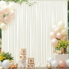 10ft x 8ft Ivory Backdrop Curtain, Polyester Photo Backdrop Drapes, Wedding