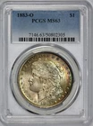 1883-O Morgan Silver $1 Dollar PCGS MS 63 Neon Rainbow Rim Toning