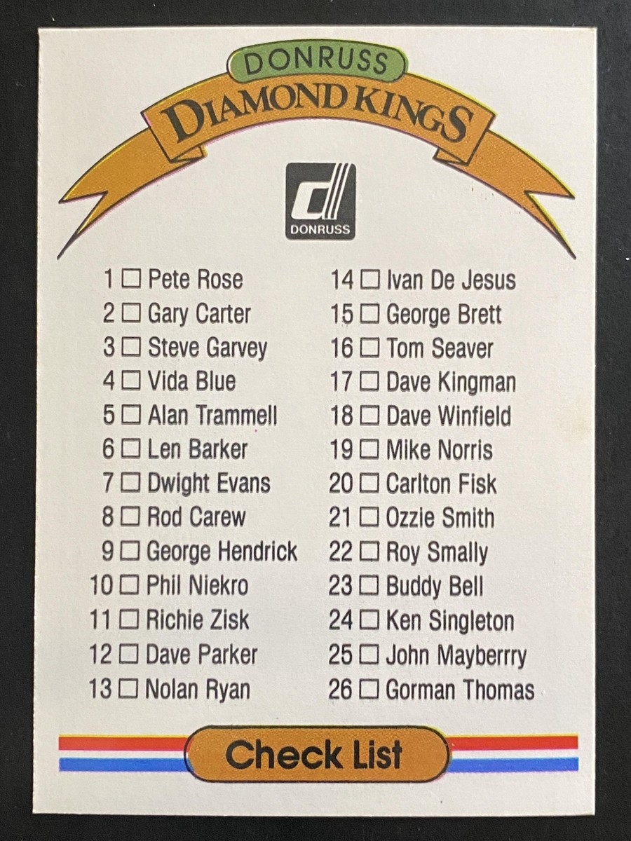 1982 Donruss Baseball Diamond Kings Checklist 1-26 | eBay