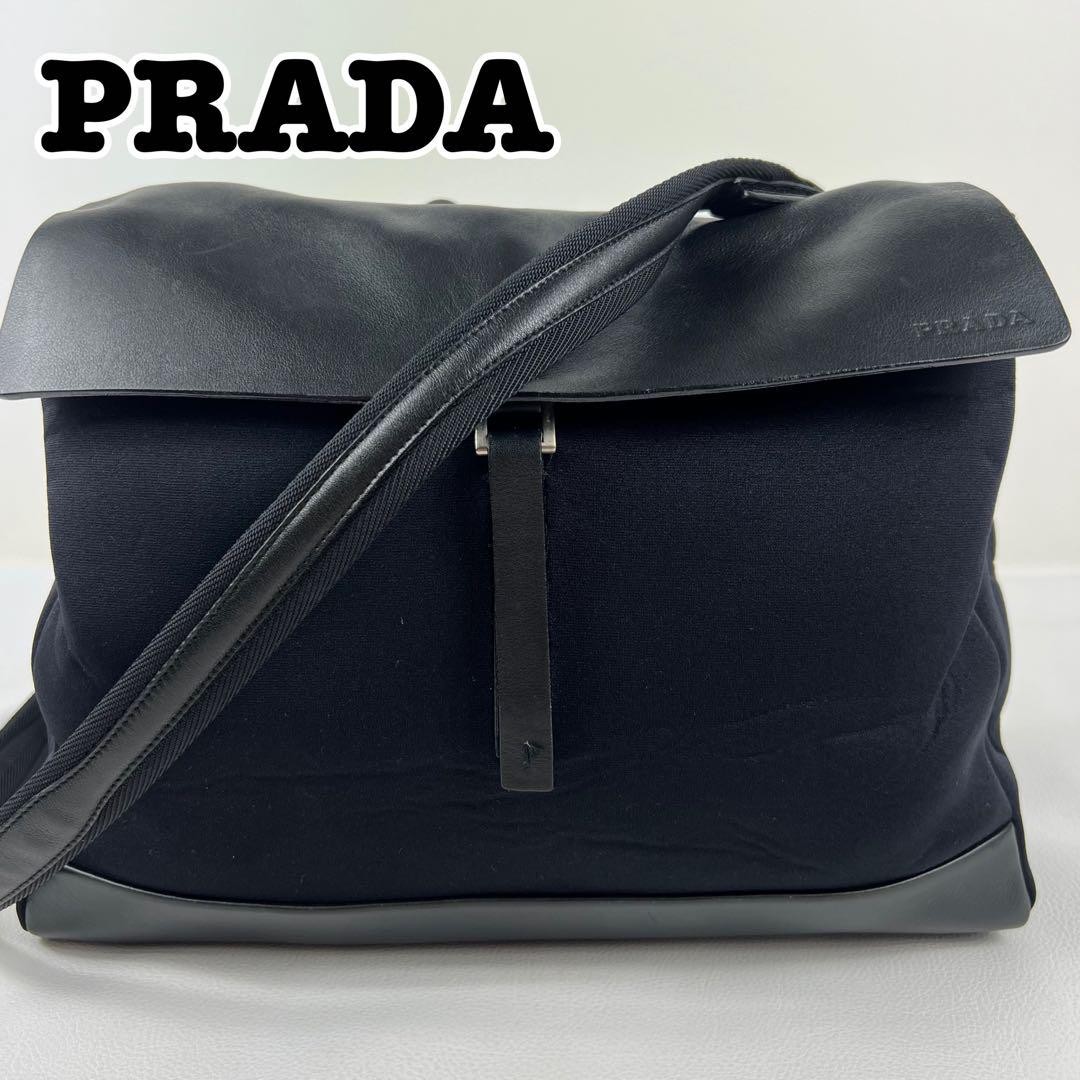 Prada Leather Double Zip Clutch Bag with Triangle Logo