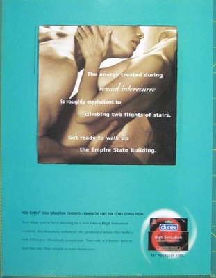 Print Ad Durex High Sensation Condoms Energy Fitness Love Vintage 1996 Original