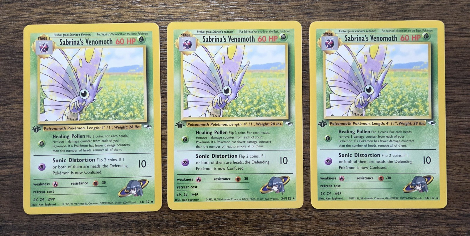 Sabrina's Venomoth #34 1st Edition Gym Heroes Near Mint (SINGLE CARD)