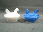 2 Vintage Westmoreland Glass Hen On A Nest Covered Salt Dips
