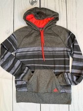 Adidas Climawarm Striped Hoodie Women Medium Gray Coral Thumbholes Athletic