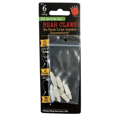 Bear Claws Line Leader Connectors #3 (20-95 lb test) THREE Packs, No Knots #MP-3