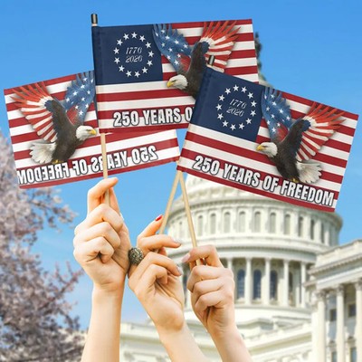 Years of Freedom Patriotic Hand Flag Small Mini Stick Waving Event