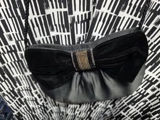 Elegant Black Satin and Velvet Evening Clutch with Beaded Bow Accent