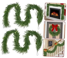 9FT Christmas Norfolk Pine Garland with Eucalyptus Real Touch Faux 9 FT 2