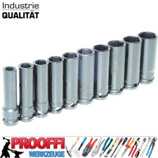 Schlagschrauber Stecknuss 10-tlg Steckschlüssel 1/2 Kraft Nuss Set 10-24 mm Lang
