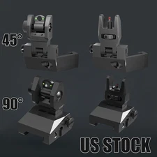 Fiber Optic Iron Sights Flip Up 45/90° Front and Rear Backup Sight for Picatinny
