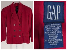 Vintage 90s Gap Red Double Breasted Cotton Blazer Jacket 10 Corporate Grunge
