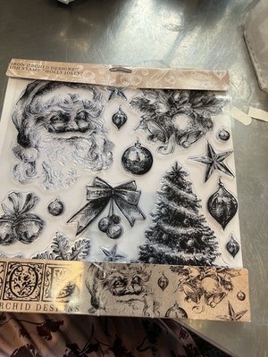 Holly Jolly Stamp Iron Orchid Designs Retired Rare
