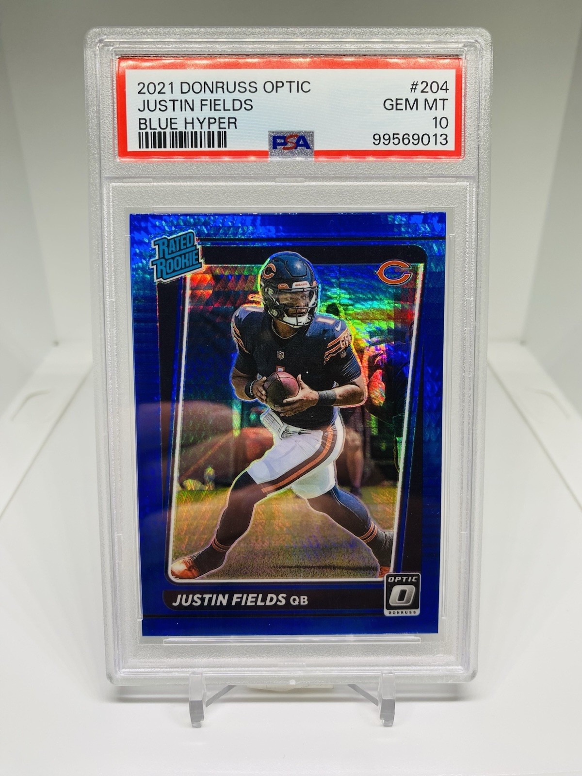 2021 Donruss Optic #204 - Justin Fields Blue Hyper (RC) PSA 10