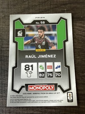 2026 Panini Prizm Monopoly Fifa World Cup - Raul Jimenez #58 Four