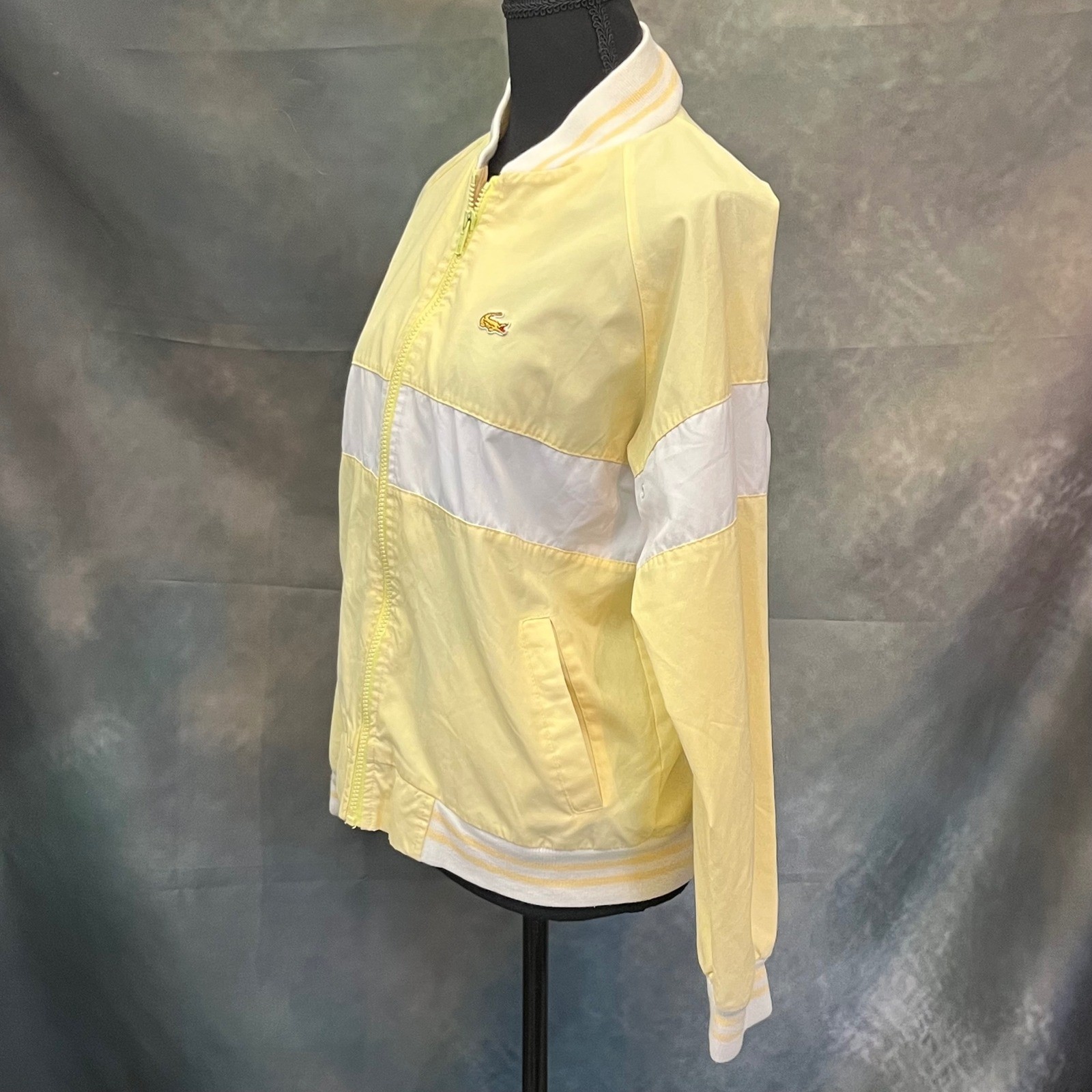 IZOD for her LACOSTE Yellow White Colorblock Vintage Track Jacket Womens thumbnail 4