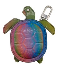 Authentic LOUIS VUITTON Turtle Pouch Bag Charm M02398 Leather Coin Case Used