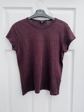 MASSIMO DUTTI Brown Knitted Linen Short Sleeve Summer T-Shirt Sz S 10 Mint