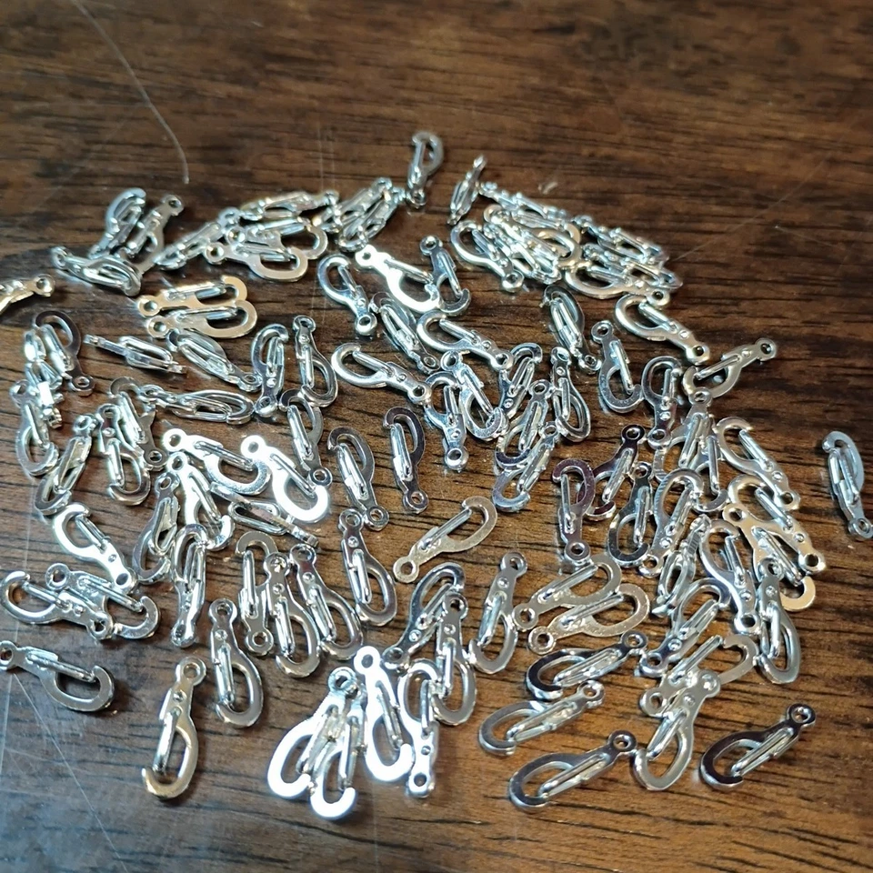 Ganchos de cierre automático 100 ganchos de latón plateado 11x5 a granel Foto 2 de 4