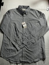 Wrangler Riata Classic Fit Men's Dress Shirt Black White Check Long Sleeve L