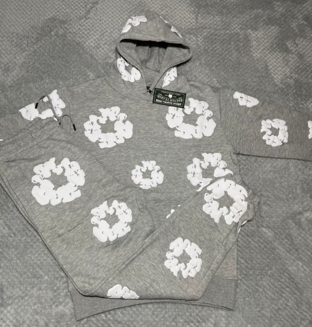Denim Tears Grey With White Flower Tracksuit Set - XL image 4