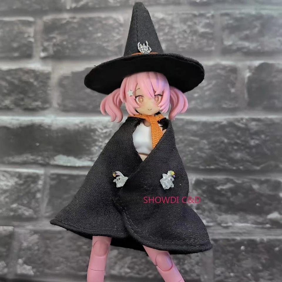 Sombrero con capa de bruja calabaza de Halloween personalizado 1/12 para figura de acción de 6"" (sin figura) Foto 4 de 4