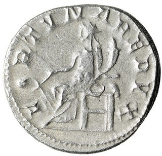 GRANDE moneta romana in argento con certificato di autenticità divinità fortuna FORTUNA GORDIANO III