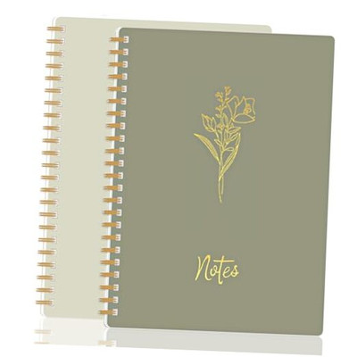 Notebook for Women, 2 Pack Spiral Notebooks   Aesthetic College Ruled 