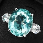 Pristine Arctic Blue Aquamarine Oval 6.25Ct 925 Sterling Silver White Gold Rings
