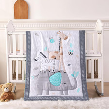Mini Crib Bedding Set Boy, 3 Piece Baby Bedding Set Nursery Bedding Set Elephant