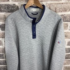 Holderness & Bourne Pullover Mens XL Gray Henley Fleece Cotton Walker Cup