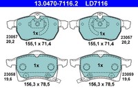 Bremsbelagsatz Scheibenbremse ATE Ceramic 13.0470-7116.2 FüR Opel Zafira Astra