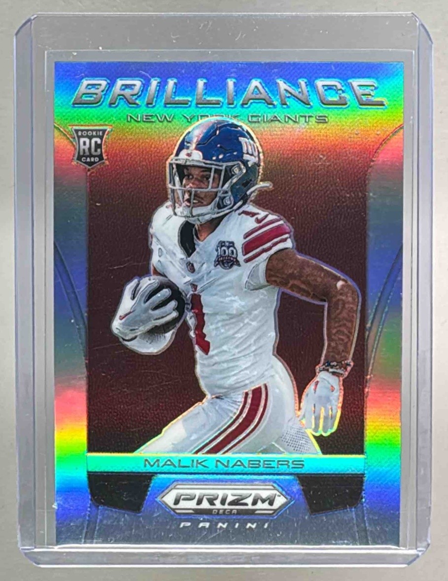 Malik Nabers 2024 Panini Prizm Deca #14 Silver Brilliance Rookie RC (B)