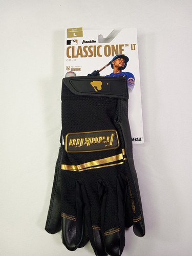 FRANKLIN Classic One LT Black & Gold Batting Gloves Adult Large - New w/Tags