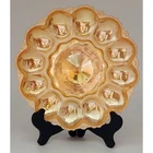 Vtg Peach Luster Fire King Milk Glass Deviled Egg Plate Iridescent Orange Anchor