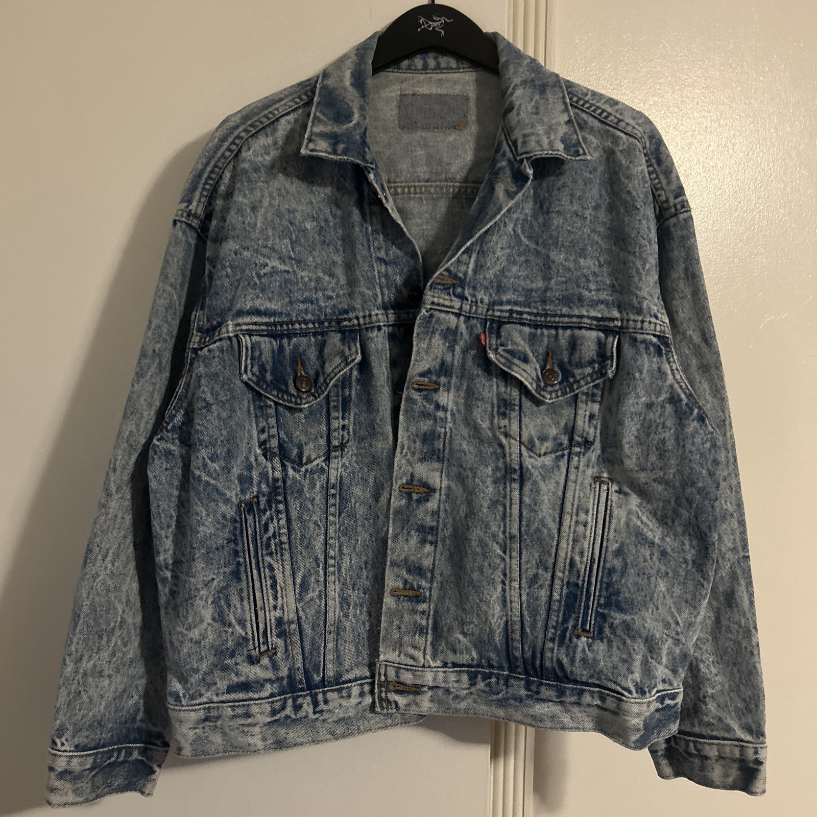 VTG 80s Levi's Acid Wash Trucker Denim Jean Jacket Mens L Blue USA 70507-0219