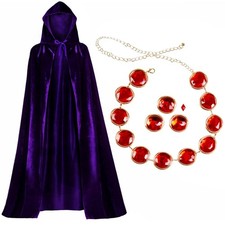 Halloween Women Cosplay Costume, Purple Cape with Red Gem One Size, Multi