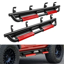 for 2019-2026 Chevy Silverado 1500 Crew Cab 6" Running Boards Side Step Bars Red
