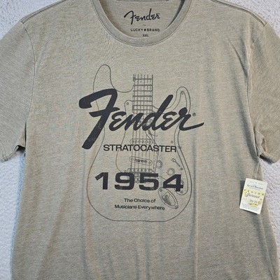 Lucky Brand FENDER Shirt Mens 2XL XXL Beige GUITARS AMPS Strat Casual NWT