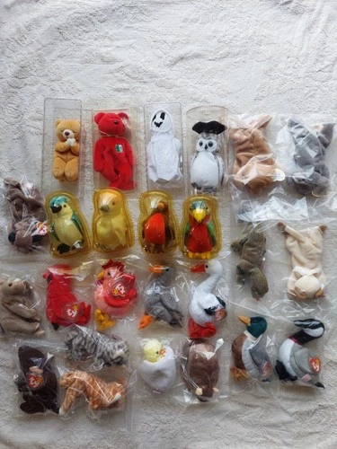 Vintage Retired Beanie Babies Lot Of 25 Mixed 1990's Mint With Tags Bag & Cased