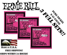 **3 PACK ERNIE BALL 2253 CLASSIC ROCK N ROLL SLINKY ELECTRIC GUITAR STRINGS **