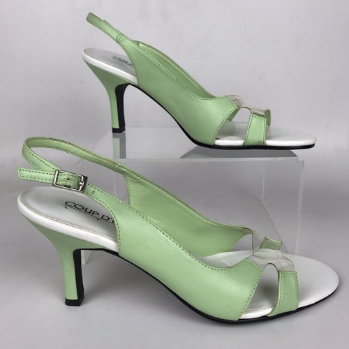 Coup D’Etat Womens Shoes 3” Heels Size 9 Slingback Green with Clear Inset