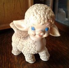 Vintage Sun Rubber Co Lamb Sheep Doll 1955 Head Turns