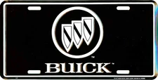 Buick Novelty License Plate Embossed Metal New Old Stock - Black/White #2000