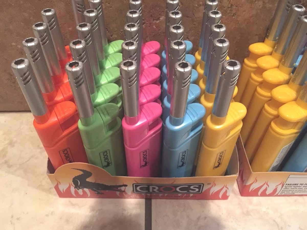 2 x Crocs Handy Lighters LONG REACH Nozzle Candle Lighters Mixed