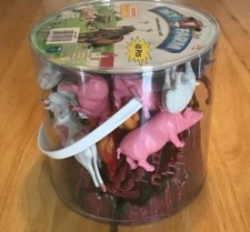 My Farm Animals Bucket Set - 40 Pcs - Animals 2" to 4" length - Fence Trees New