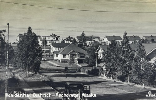 10 Vintage Anchorage Alaska Real Photo 3.25” Bird’s Eye 4th Ave Hotel c. 1948 - Picture 9 of 12