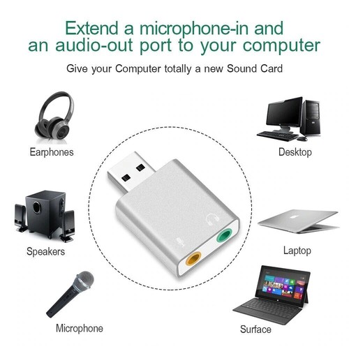 USB To 3.5mm Jack Headphone Mic Adapter,External USB Audio Adapter Sound Card - Picture 2 of 12