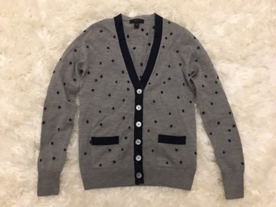 New J Crew Harlow Cardigan Sweater in Star Print Gray Sz Xxs H2764