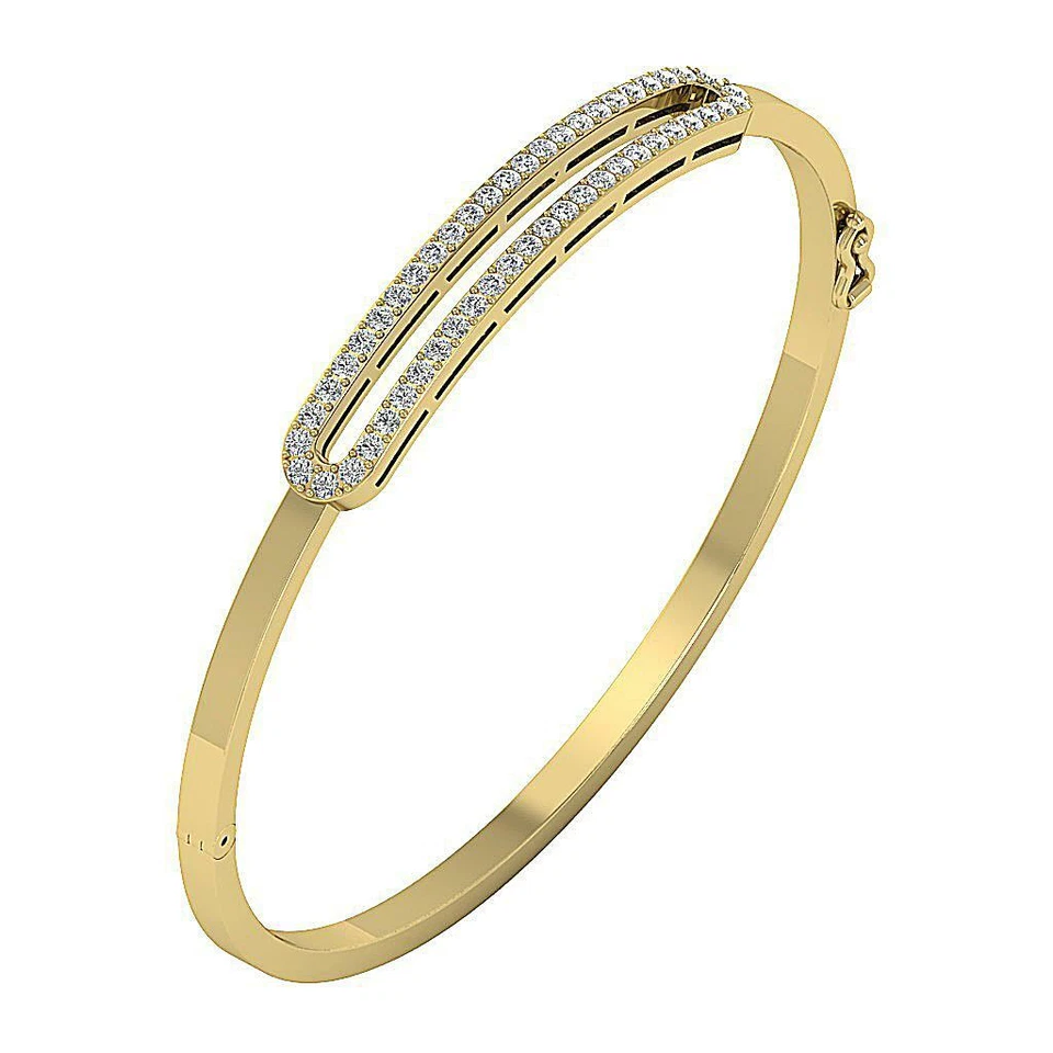 Brazalete Brazalete Oro Blanco 14K Buscando Diamante Corte Redondo I1 G 1.00 Quilates Foto 2 de 4